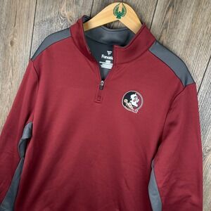 Florida State Seminoles FSU Pullover Quarter Zip Maroon Gray Mens Large Fanatics